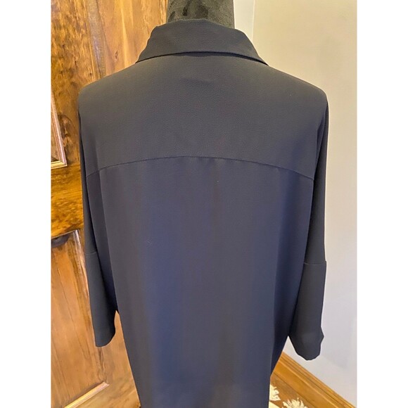 Bobeau Womens Black Sheer Button Down Blouse Size Medium Dressy Work Casual - Picture 6 of 10